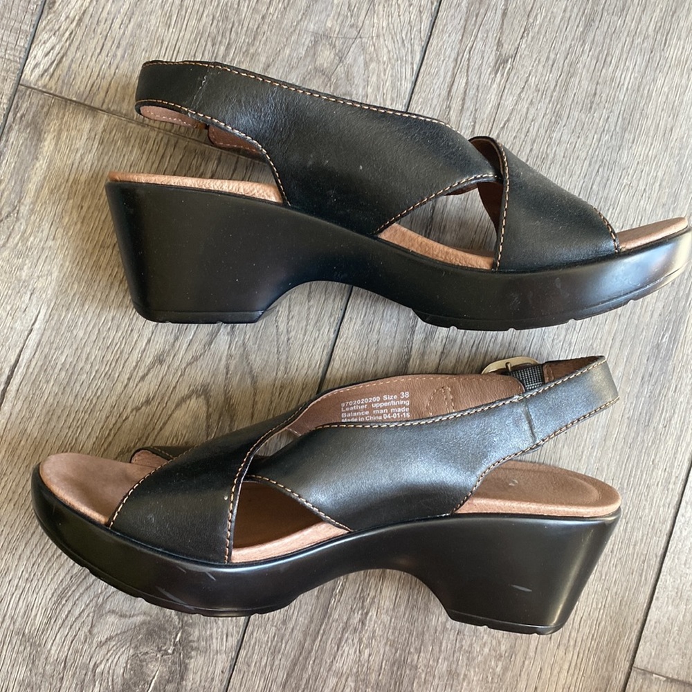 Dansko Black Leather Sandals EU 38